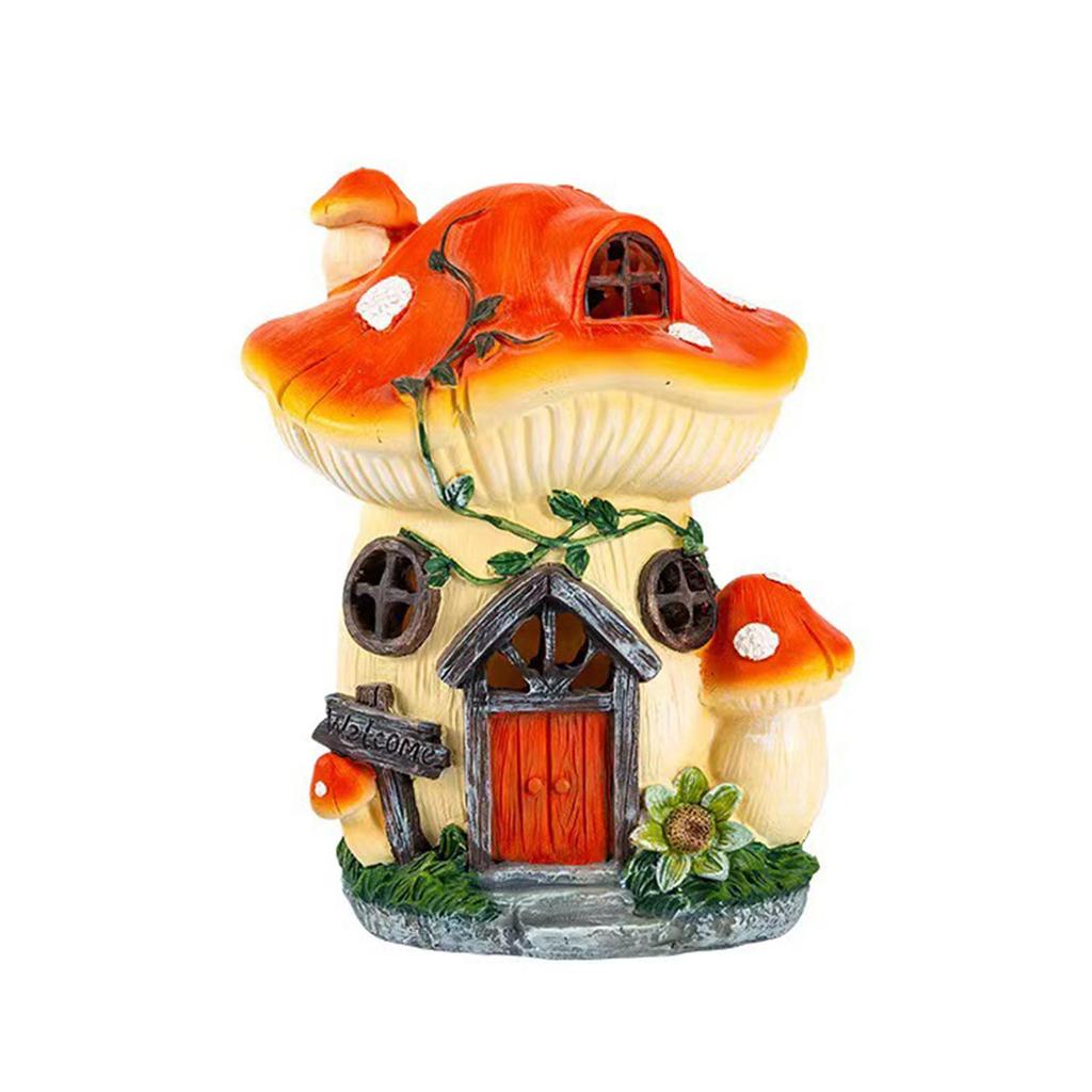 Solar Powered Mushroom House Statue Light IP54 Waterproof Garden Decor Ornament Lawn Decorative Light for Mom/Girlfriend