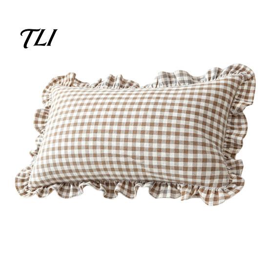 Cuscini Decorativi Tinta Unita Copricuscino Arricciato, Federa a Quadri in Cotone con Bordo Arricciato, 18x18 Comodo Slip Pollici 20x12 Copertura Decorativa per Casa di Campagna