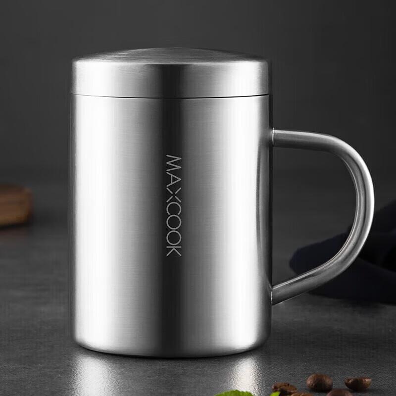 maxcook MCB650 Double-Wall Stainless Steel Mug with Lid