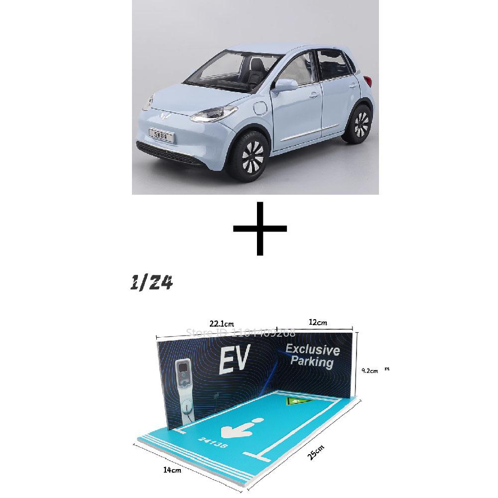 1:24 WULING BINGUO Car Model Toy Diecast Metal Sound Light Intelligent Voice New Energy Vehicles Models Desktop Decorations Gift