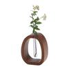 Retro Glass Test Tube Vase with Solid Wood Frame Hydroponic Green Plants for Home Office Decor Hydroponic for Windowsills