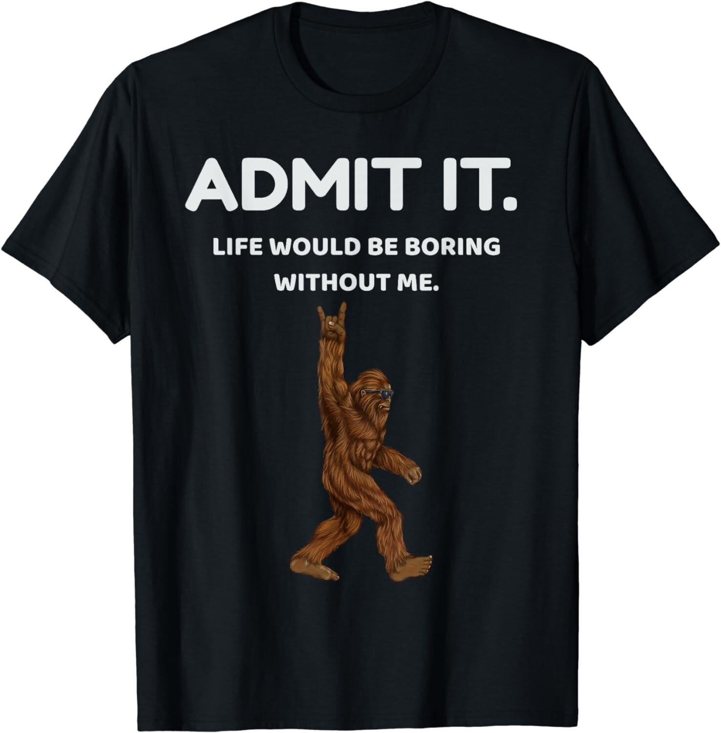 Black Short Sleeve Bigfoot T-Shirt - Funny Rock On Design Gift Unisex T-Shirt S разноцветный