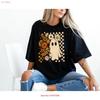 Girly Halloween Ghost Floral T Shirt Fall Aesthetic Autumn Vintage Unisex Streetwear Top For Everyday Wear Versatile