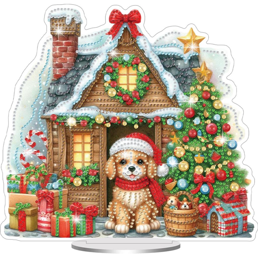 Acrylic 2D/Flat Christmas DIY Table Top Diamond Painting Ornament Kits Desktop Diamond Art Kits for Home Office Desktop Decor
