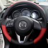 For Mazda 2 3 Axela 6 Atenza CX-3 CX-5 2013-2017 Hand-Stitched Non-slip Red Black  Leather Car Steering Wheel Cover