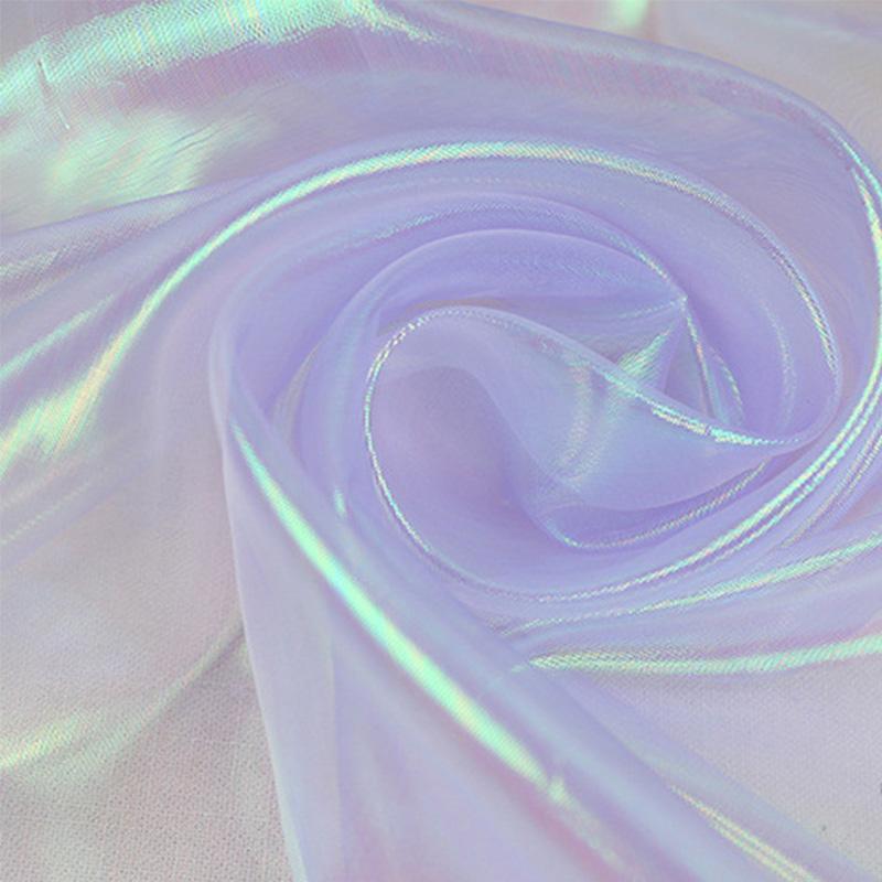 Colorful Organza Bright Silk Mesh Fabric Encryption Fantasy Laser Glass Yarn Fabric DIY Stage Performance Costumes Wedding Decor