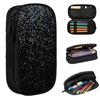 Black Silver Glitter Pencil Case for Studen School Pen Box Pencil Bag Stationery Supplies Pen Holder Bag