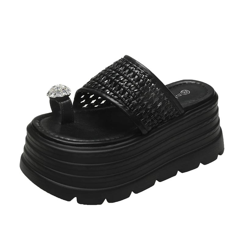 8CM Women Casual Wedge Beach Slippers New Summer Non Slip Platform Sandals Woman Open Toe Comfortable Female Clip Toe Flip Flops