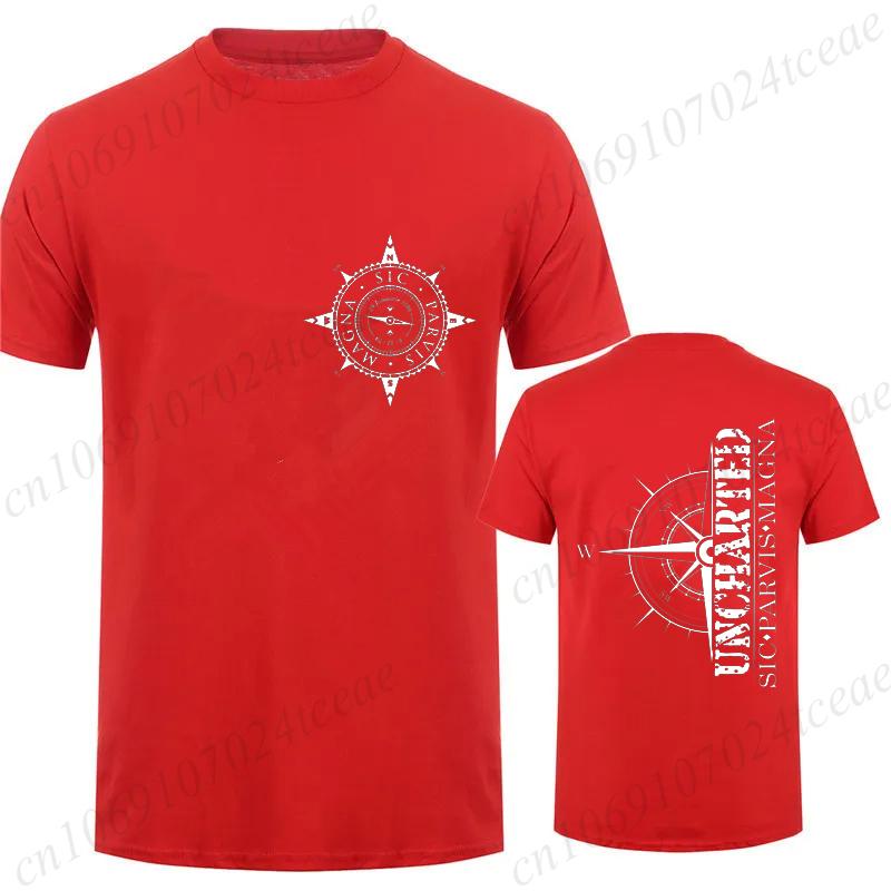 Magna Sic Parvis Print Graphics T Shirt Men Clothing Short Sleeve T-shirt Uncharted Adventure Trip Compass Men Streetwear Tshirt