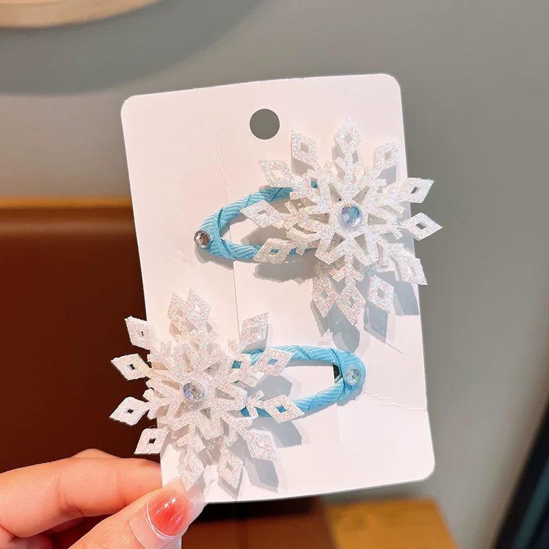 Shiny Children's Princess Snowflake Hair Clip - Versatile Duckbill Side Clip