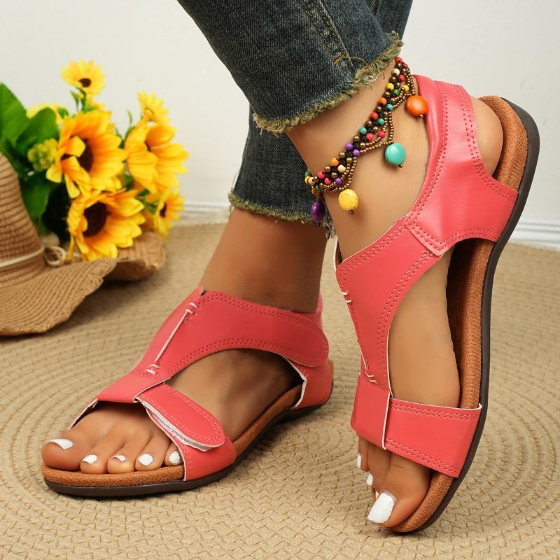 Women's New Plus Size Roman Sandals Women's Flat Velcro Casual Beach Sandals
