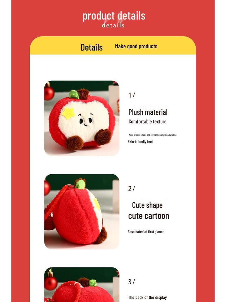 Charming Plush Christmas Apple Keychain Pendant - Cute Children's Gift for a Festive Atmosphere