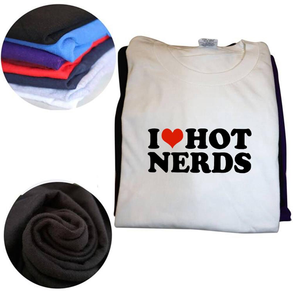 Vtipné tričko I Love Hot Nerds Letní Pánské Dámské Oblečení Módní Trička Bavlna Krátký Rukáv Nadměrné Volné Tričko Topy