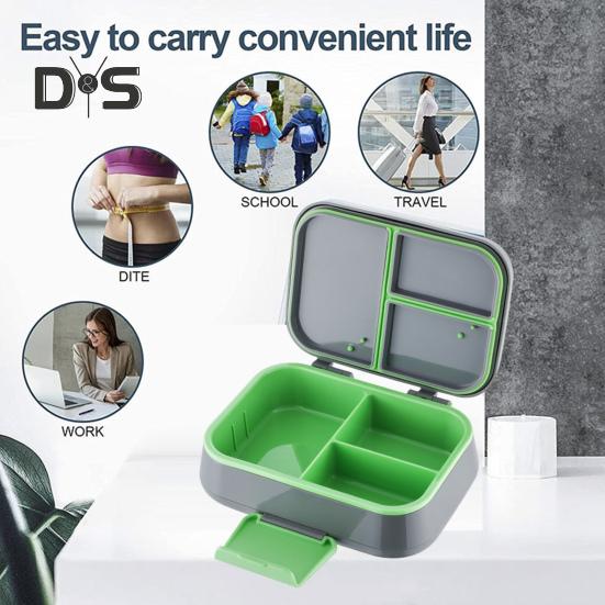 Bento Lunch Box with Sauce Cup Fork Spoon 3-Compartment Lunch Container BPA-Free Child-Friendly Snack Containers for Girls Boys