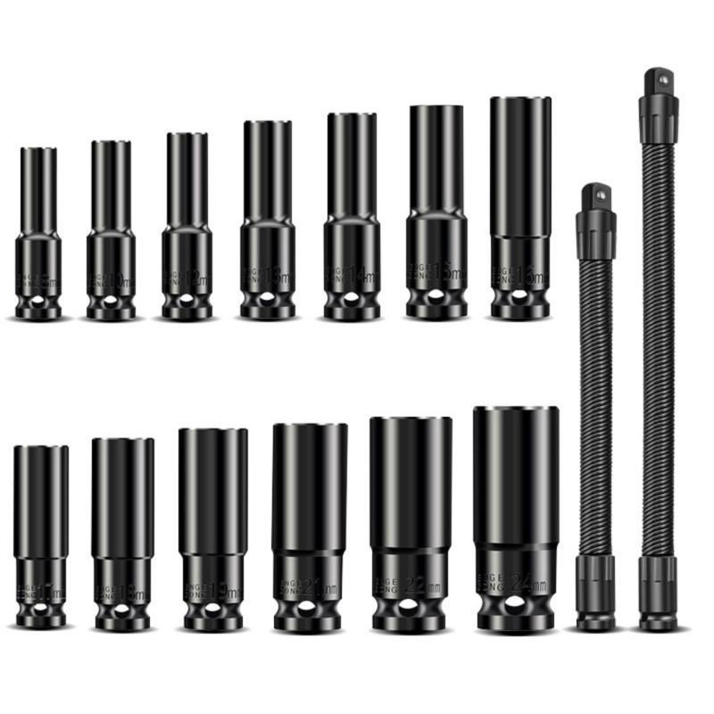 15PCS Universal Flexible Socket Extension Rod Driver Flexible Socket Extension Wrenches Head Socket Wrenches 1