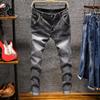 Jeans casual masculino de cintura média para primavera e verão