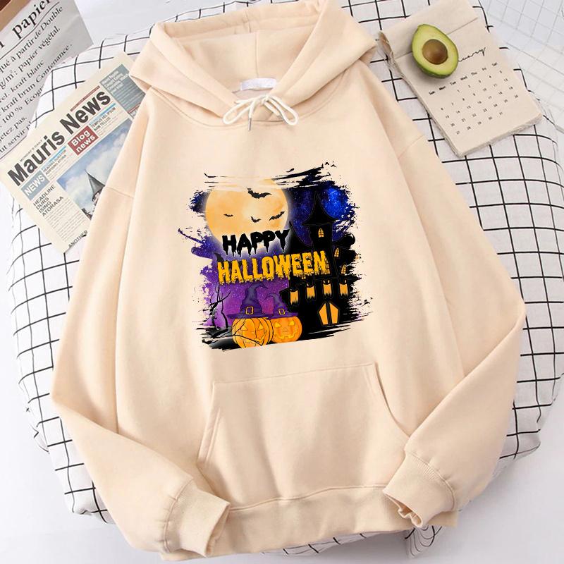(High Quality Hoodies)Fashion Autumn And Winter Happy Halloween Print Hoodie Sweater Unisex And Women Pullover Casual Top
