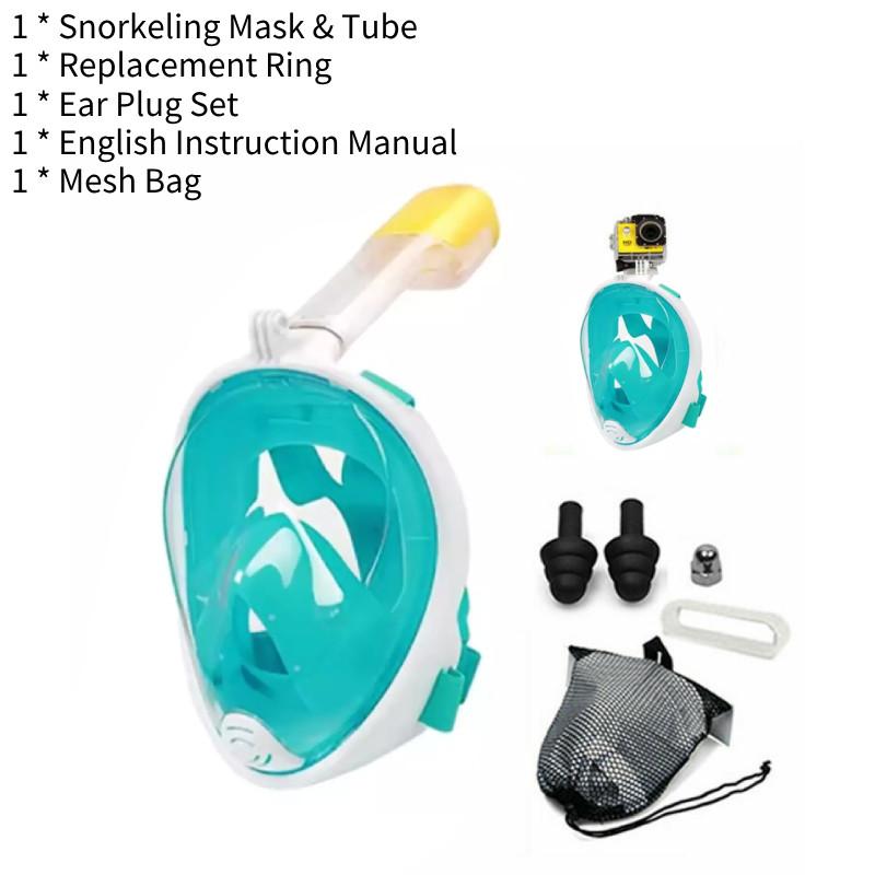 

Набор маски для снорклинга на все лицо Дайвинг Подводное плавание Очки Плавание Дети Взрослые Антизапотевание L/XL зелёный