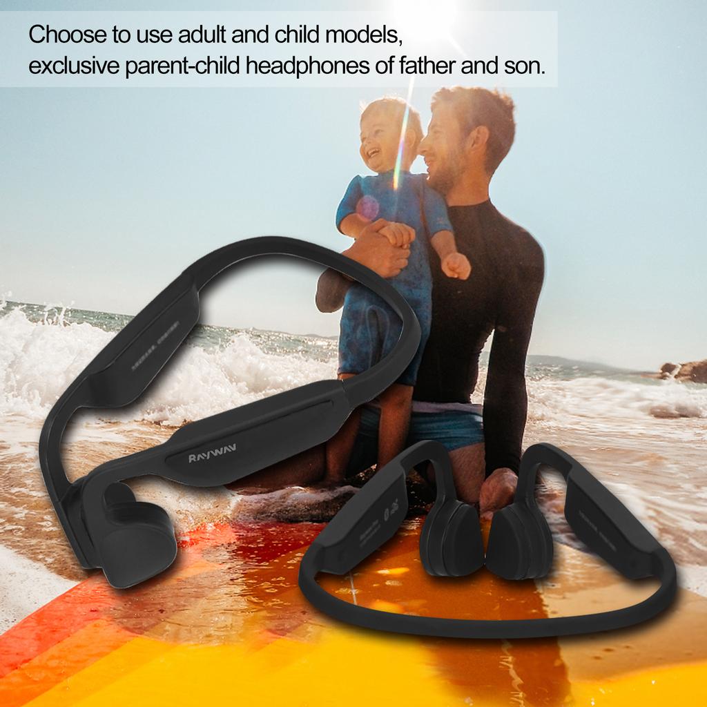 Svømmebeinledningshodetelefon Bluetooth5.0-hodesett Håndfri trådløst håndsett med FM IPX8