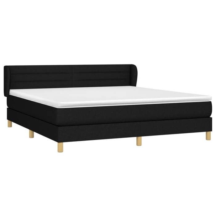 3126895 vidaXL Lit à sommier tapissier avec matelas Noir 160x200 cm Tissu