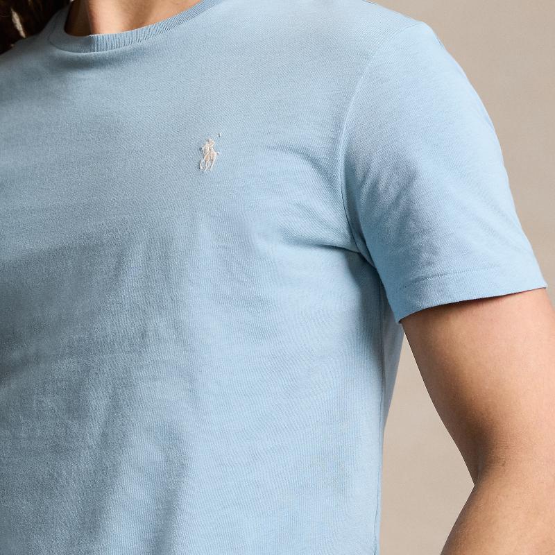Polo Ralph Lauren Solid Color Logo Embroidered Slim Fit Crew Neck Short Sleeve T-Shirt Men T-Shirts Blue MNPOTSH1N822293-400
