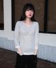 ROSEFRANTZ Shirring Button Layered Long Sleeve [White Melange]