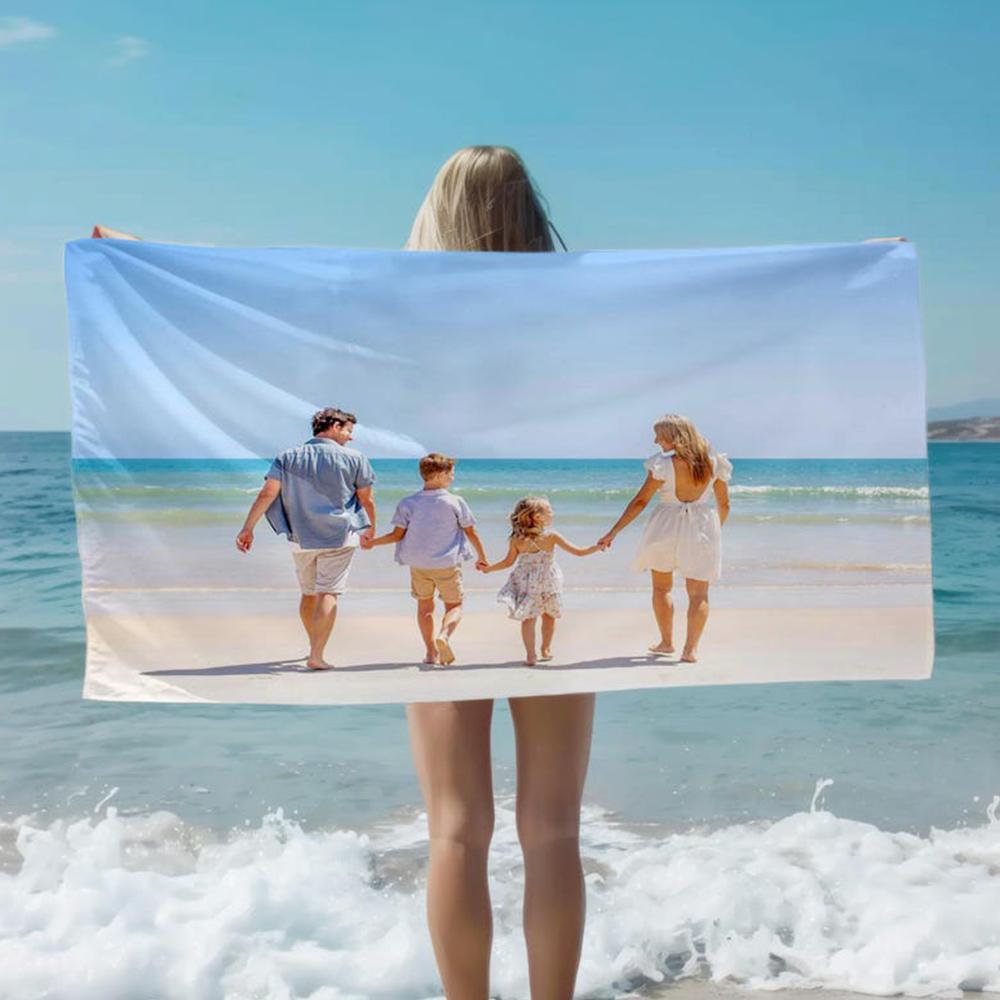 Personalized Beach Towel Custom Photo/Logo Oversized Beach Towel for Bath Pool Sports Camping Summer Party Gift