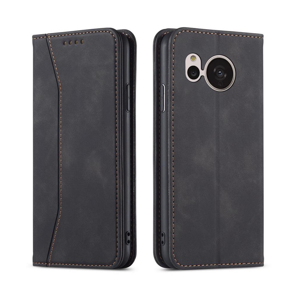 Vintage Leather Protective Cover for Sharp Aquos Sense7 Plus, Sense8. Magnetic Closure for Added Security. Stylish and Durable.