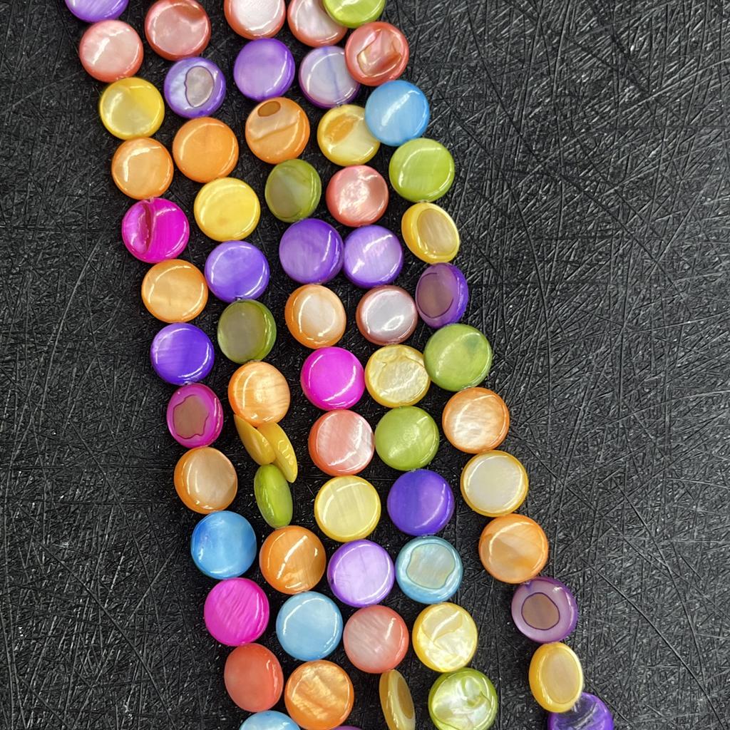 1String, Handmade Round Beads, 6×6mm, 8×8mm, Colourful Natural Shells Loose Spacer Beads for Jewelry Making DIY Necklace Bracelet Accessories, 38cm