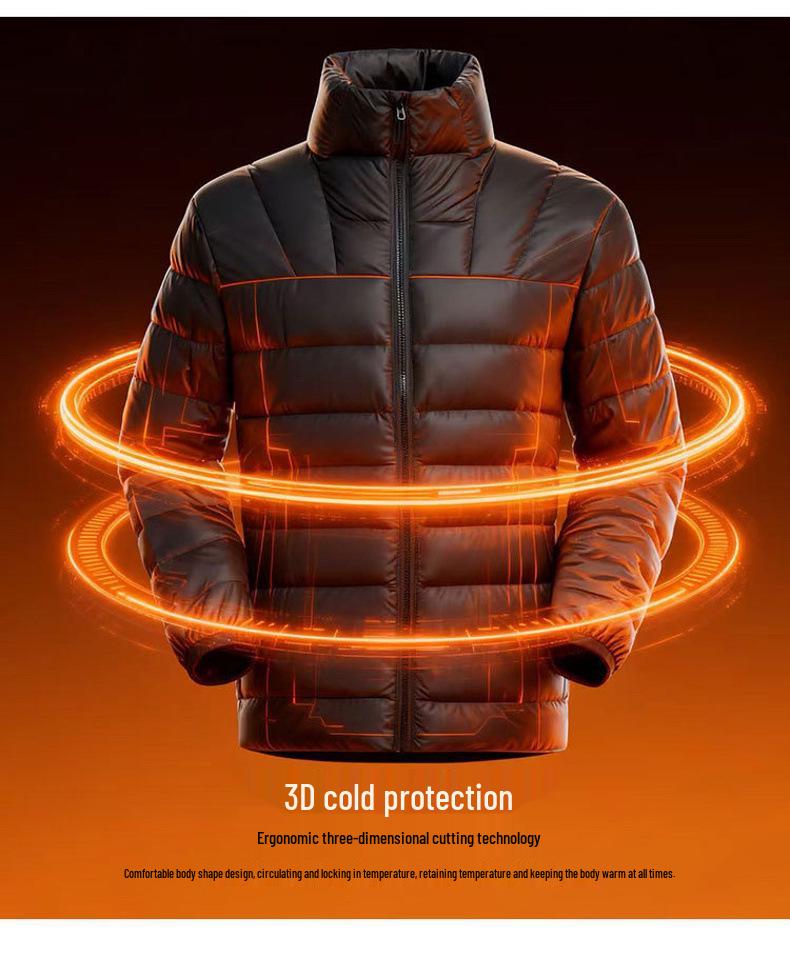 Men's Lightweight Stand Collar Down Jacket - Warm Outdoor Sports Coat 2026