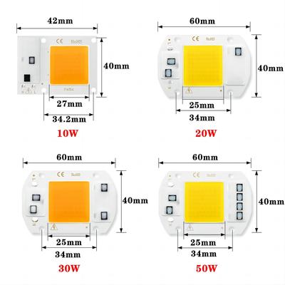 6 pièces/lot Lampe de Croissance LED pour Plantes 50W 30W 20W 10W 110V 220V Spectre Complet Puce LED COB Pas Besoin de Driver Lampe Phyto Lampe de Croissance pour Semis
