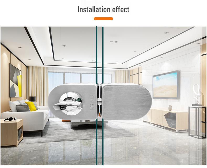304 Stainless Steel Frameless Glass Door Bolt Lock for Single/Double Doors, No-Drill Padlock
