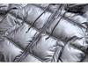 Women's 2023 Silver Satin Hooded Jacket - European & American Autumn/Winter Style