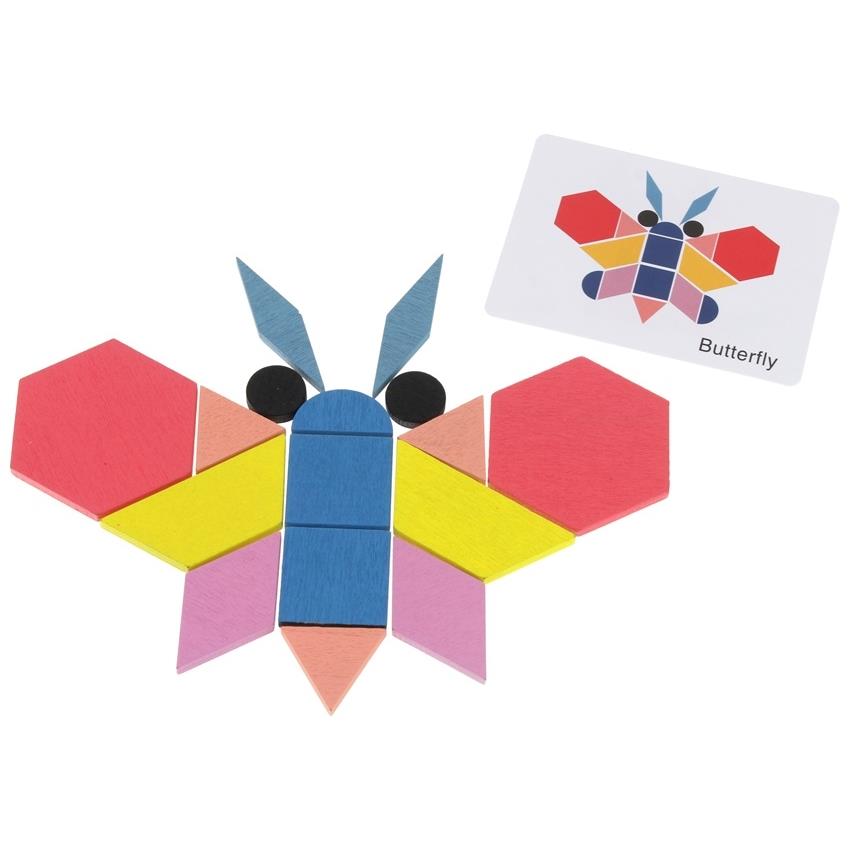 Wooden Puzzle Creative Puzzle Mosaic Shapes Colors 180 Pcs Bag