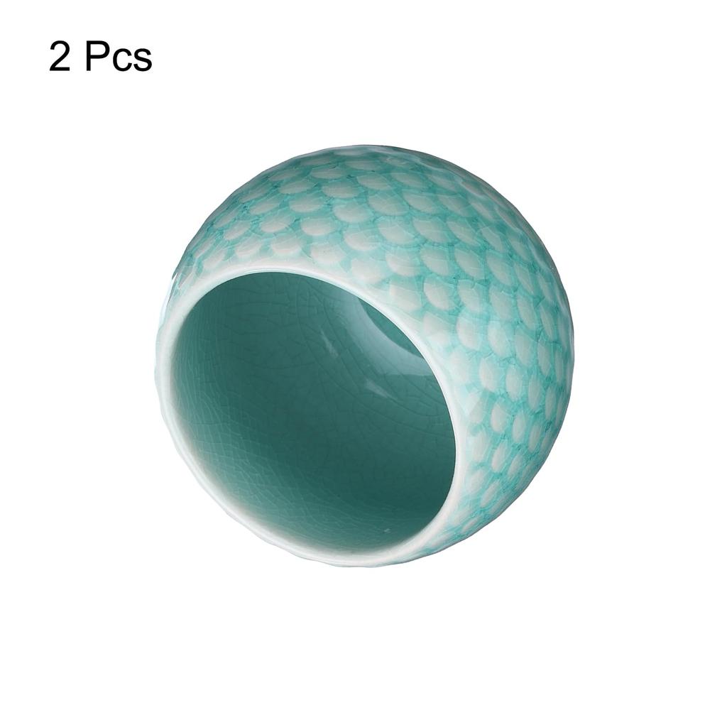 Uxcell 2-Piece Handmade Tea Bowl, 150ml5oz, Chinese-Japanese Ceramic Gongfu Tea Set, Blue, for Home Gifts