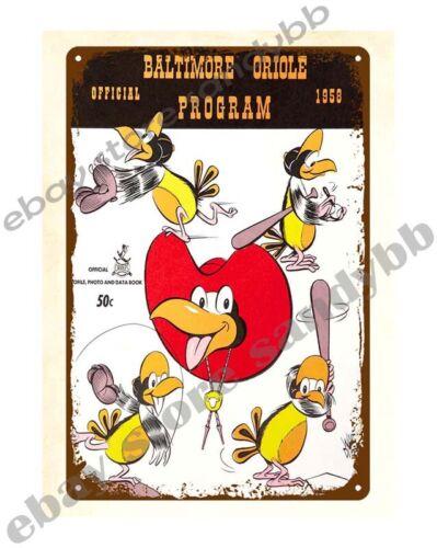 baseball Baltimore Orioles Programs metal tin signAluminum 20x30cm（7.8x11.8inch）