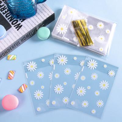 50Pcs Clear Daisy Candy Cookie Bags Plastic Biscuit Baking Packing Bag Wedding Birthday Party Baby Shower DIY Gifts Wrapping