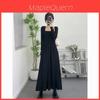 Französisches Chic Langarmkleid Mit Gespleißtem Strickstoff Für Die Herbstmode