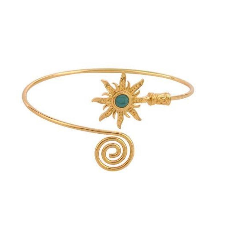 Retro Sunflower Bracelet Metal Jewelry Women's High-end Open Bracelet Adjustable Arm Ring