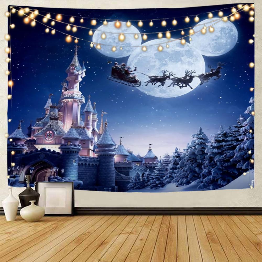 

Рождественская елка Санта-Клаус с принтом гобелена для дома, гостиной, спальни, украшения стены, фон, тканевый гобелен 100x75cm