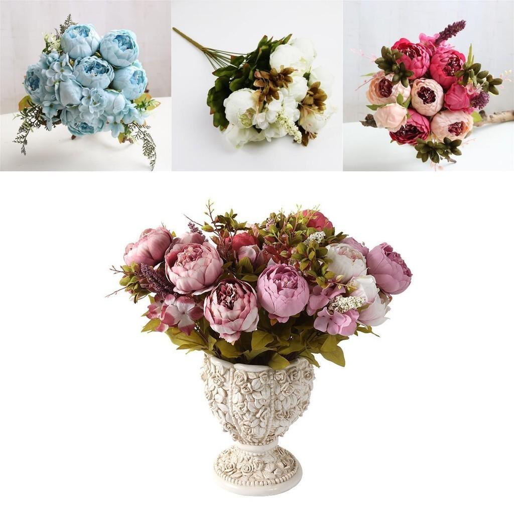 8 Heads Artificial Silk Peony Bouquet For Realistic Wedding Decor**