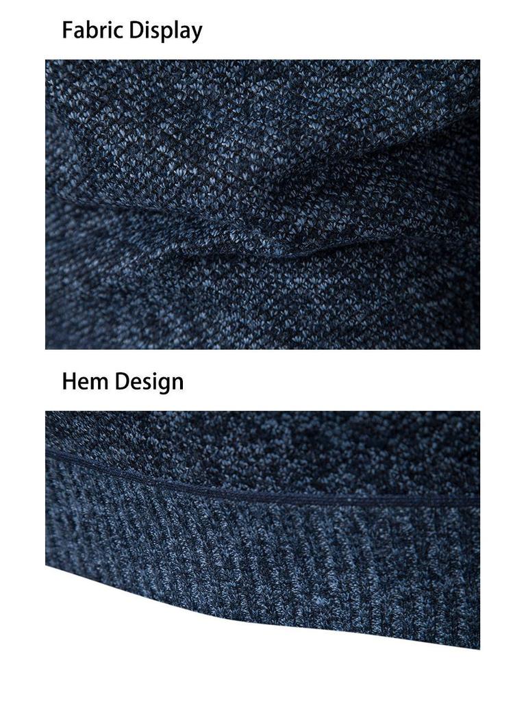 2024 Men's Plus Velvet Half-Zip High Collar Sweater - Autumn/Winter Fashion Knit Pullover