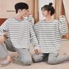 Paar Pyjama-Sets Damen Frühling Herbst Draußen Baumwolle Gestreift Langärmlig Homewear Herren Lässig Einfach Große Größe Loungewear