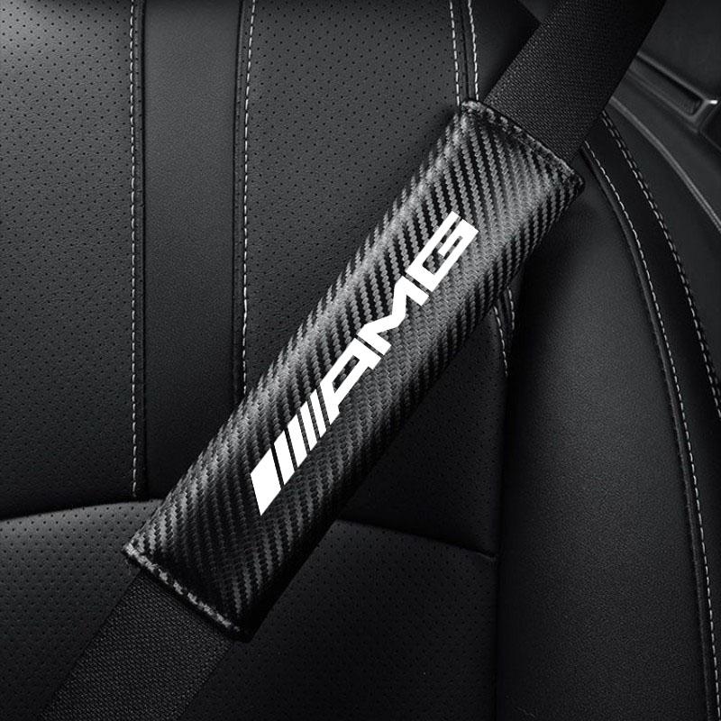 2Pcs Carbon Fiber Seat Belt Shoulder Cover Protection Pads For Mercedes Benz AMG W204 W205 W203 W211 W212 W213 W201 W210 W124
