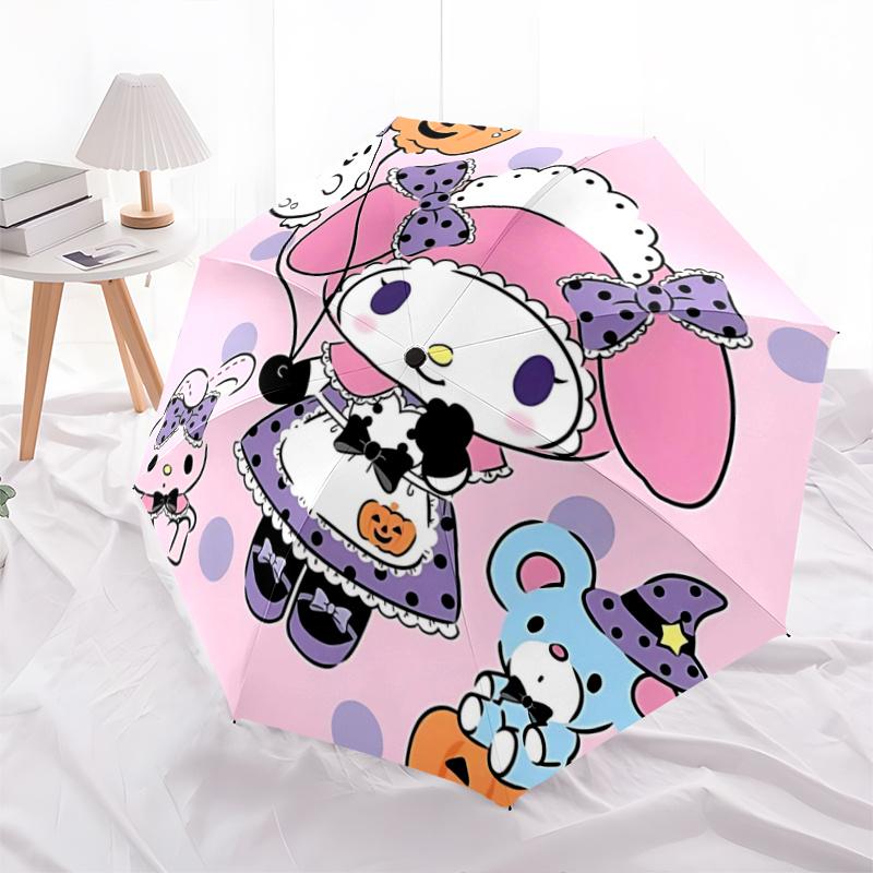 

1pc My Melody Halloween Balloons Automatic Opening and Closing Umbrella, Portable Three-Fold Design with 8-Bone Iron Frame, Outdoor Umbrella for Festi