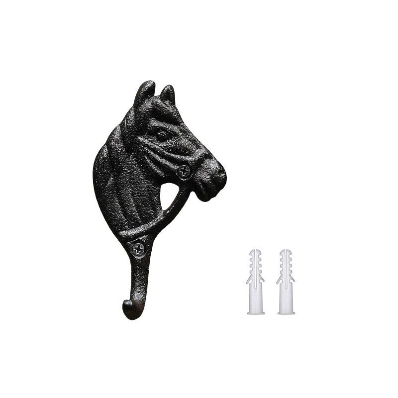 WTEMPO Cast Iron Retro Horse Shaped Hooks Wall-mounted Decorative Hooks Household Coat and Hat Hooks Outdoor Indoor Use Yard Garden Farm Villa Hooks