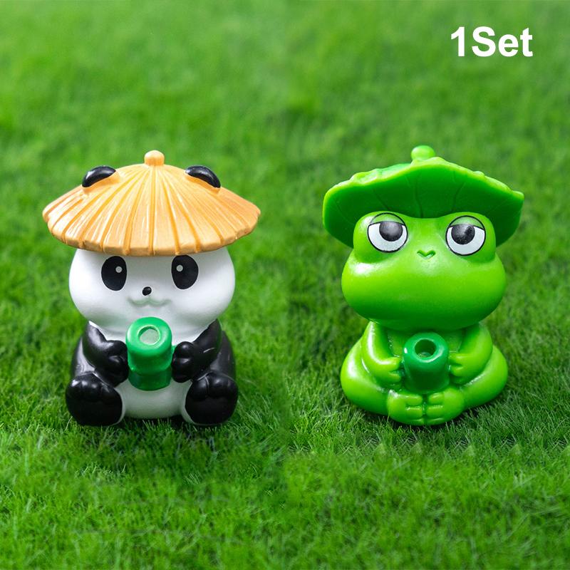 

Fishing Frog Panda Figurines Ornament Creative Cartoon Animal Figure Doll Fish Tanks Aquarium Hangable Decor Desktop Decoration
