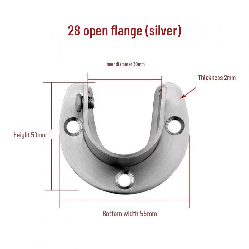 Robuste Kleiderstangenhalterung aus Edelstahl, 16-32 mm Rundrohr, Verdeckte U-Form-Basis.