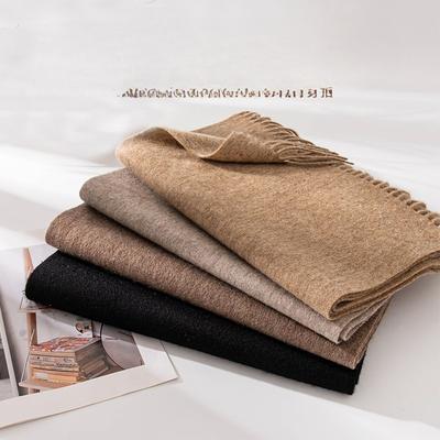 Écharpe Longue Chaude en Laine et Velours de Yack Nouvelle Collection Automne Hiver à Franges Couleur Unie Aspect Haut de Gamme Même Style pour Hommes et Femmes