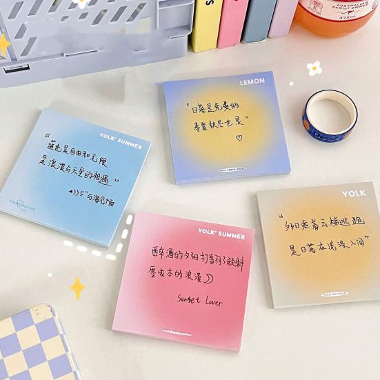 2 Pack Gradient Color Sticky Note Pads Self-adhesive Smooth Writing Scrapbooking DIY Notepad Stationery School Supplies